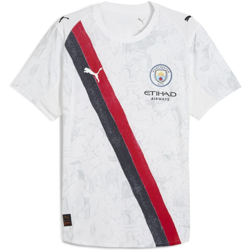 Image of Puma x KidsSuper Manchester City Authentic Away Shirt 2025 2026 Mens White/Black male XS