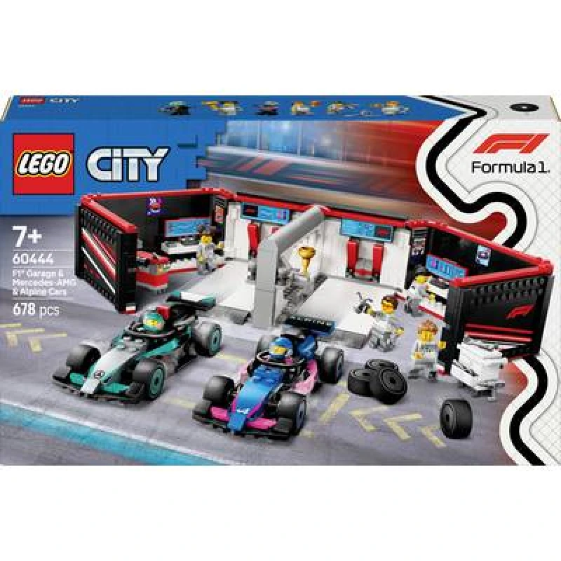 Image of LEGO City F1 Garage & Mercedes-AMG & Alpine Cars Toy Playset 60444 Toys