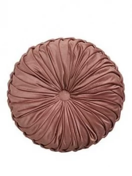 Image of Round Pleated Velvet Cushion - Blush
