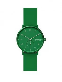 Image of Skagen Aaron Kulor Green 41Mm Dial Green Silicone Strap Watch