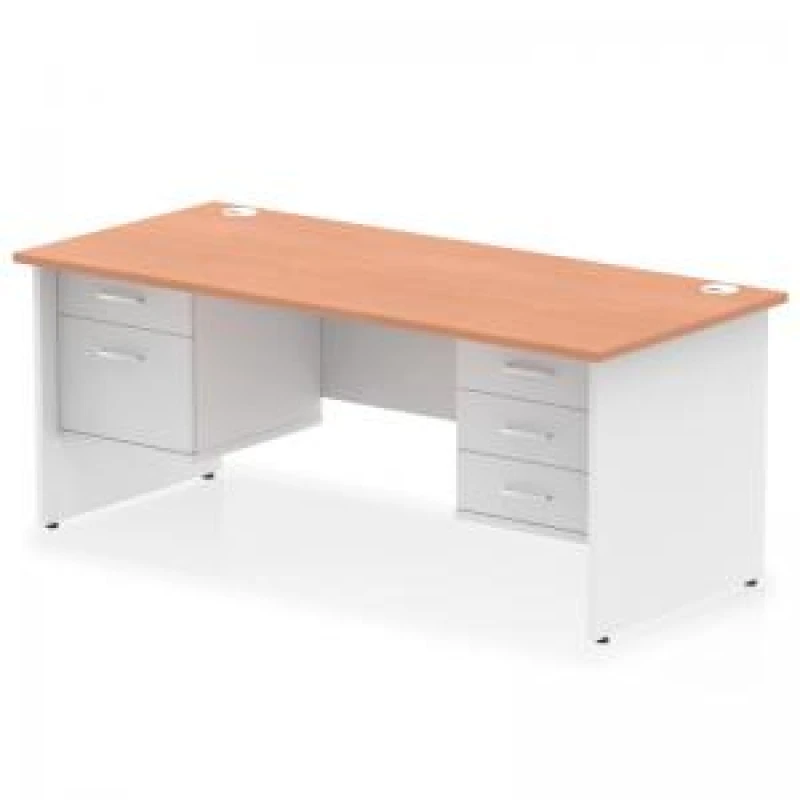 Image of Impulse Impulse 1800 x 800mm Straight Office Desk Beech Top White Panel End Leg with 1 x 2 Drawer and 1 x 3 Drawer Fixed Pedestal MIRDP18FP2FP3BCHWHT