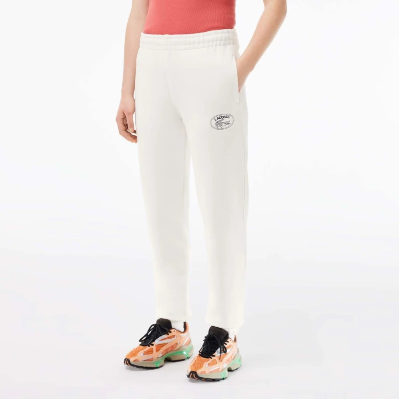 Image of Lacoste Straight Leg Embroidered Sweatpants Cream female 8