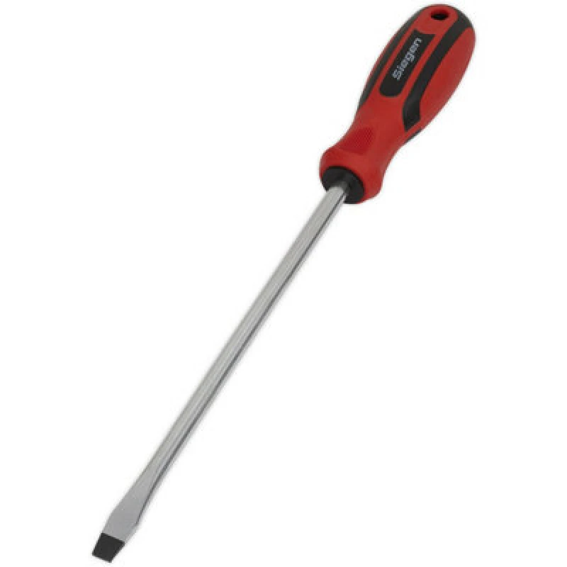 Image of Loops Slotted 8 x 200mm Screwdriver with Soft Grip Handle - Chrome Vanadium Shaft Multi