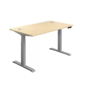 Image of Economy Sit Stand Desk 1400 X 800 Maple-Silver