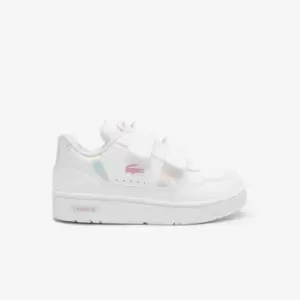 Image of Lacoste Infants' T-Clip Synthetic Popped Heel Trainers Size 3 UK Kids White