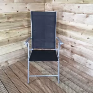 Image of Multi Position High Back Reclining Garden / Outdoor Folding Chair in Black and Silver