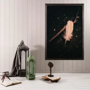 Image of White Feather Multicolor Decorative Framed Wooden Painting