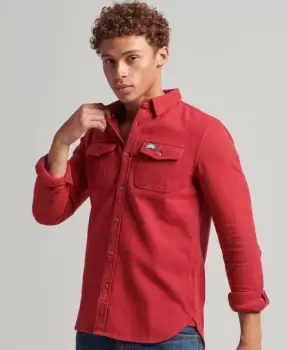 Image of Superdry Mens Organic Cotton Trailsman Flannel Shirt Red / New Port - Size: M