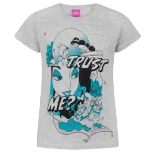 Image of Aladdin Girls Trust Me T-Shirt (7-8 Years) (Grey/Blue/Black)