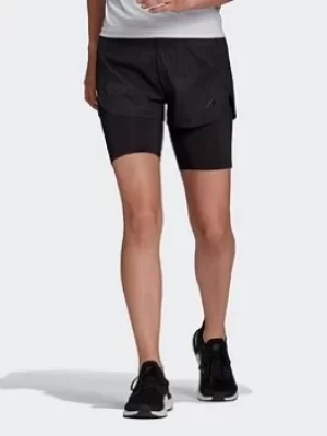 Image of adidas Run Fast Two-in-one Shorts, Black, Size L, Women