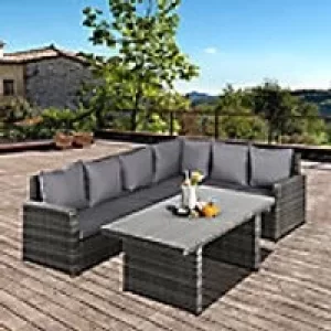 Image of OutSunny Set Dining Set Rattan Grey