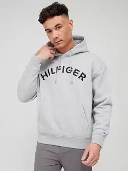 Image of Tommy Hilfiger Arched Overhead Hoodie - Light Grey, Light Grey, Size L, Men