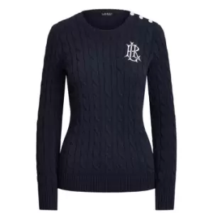 Image of Lauren by Ralph Lauren Knitted Crest Jumper - Blue