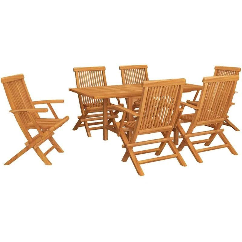 Image of VIDAXL 7 Piece Garden Dining Set Solid Teak Wood Vidaxl 8720286227329