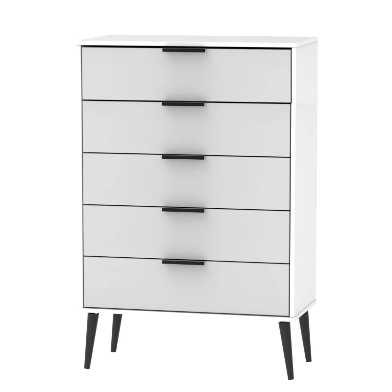 Image of Fuji 5 Drawer Chest In Grey Matt & White (Ready Assembled)
