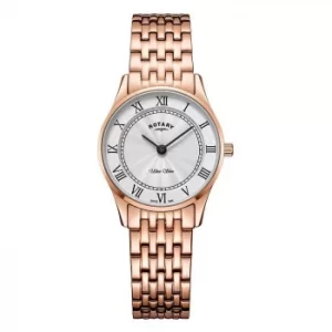 Image of Rotary Ultra Slim Ladies Rose Gold Plated Bracelet Watch