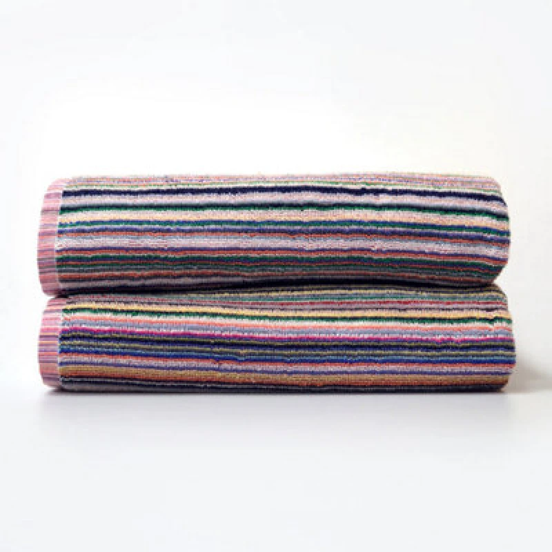 Image of Allure Bath Fashions Recycled Cotton Bath Sheets - Striped, Lightweight Remnant Yarn