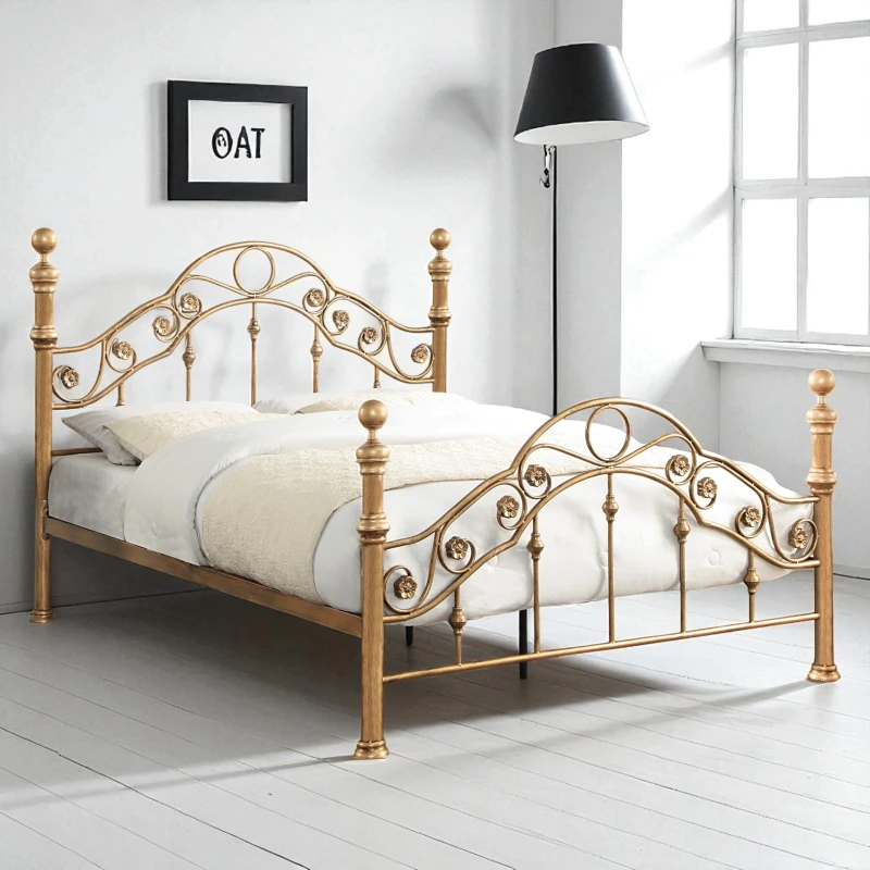 Image of OAT Home Kensington French Style Antique Brass Effect Metal Bed Frame in Bronze Size: Small Double Bronze Unisex Small Double