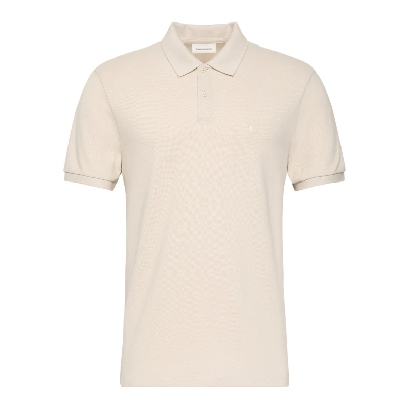 Image of Calvin Klein Jeans Mens CKJ Pique Short-Sleeve Polo Shirt Oatmeal male XL