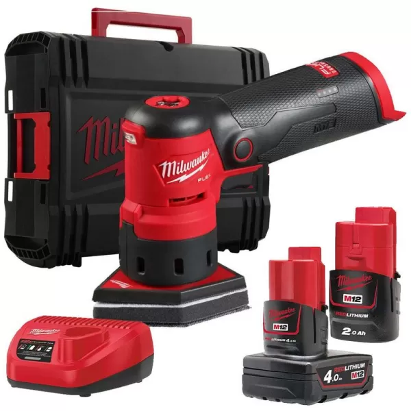 Image of M12FDSS-422X M12 Spot Sander With 1x 4Ah & 1x 2Ah Batteries - Milwaukee
