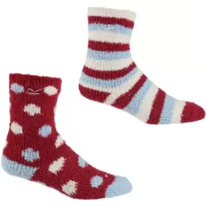 Image of Regatta Girls 2 Pack Stretch Comfort Cosy Socks UK Size 10-12