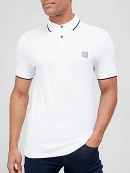 Image of Hugo Boss Passertip 1 Tipped Collar Polo Shirt White Size S Men