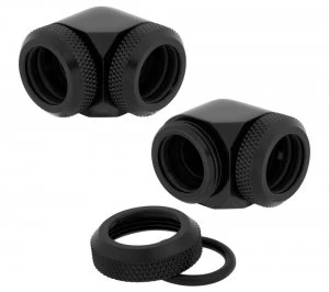 Image of CORSAIR Hydro X Series XF 90° Compression Fitting - 14 mm, Black, Pack of 2, Black