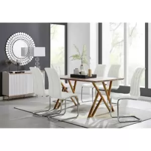 Image of Furniture Box Taranto Oak Effect Dining Table and 6 White Murano Chairs