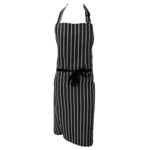 Image of Dennys Unisex Cotton Striped Workwear Butchers Apron (Pack of 2) (One Size) (Black/White)
