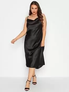 Image of Yours Satin Cowl Neck Dress - Black, Size 18, Women