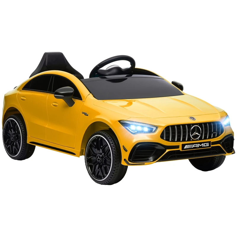 Image of AIYAPLAY Mercedes-AMG CLA 45 Licensed 12V Ride on Car w/ Music - Yellow - Yellow TJ Hughes 5061025033096