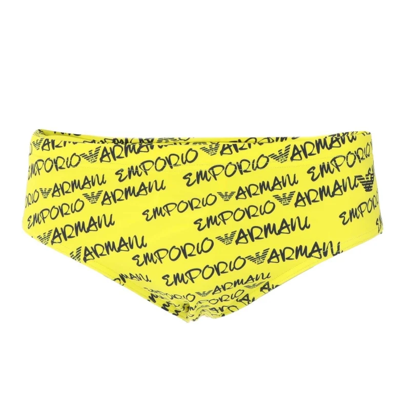 Image of Armani Knitted Swim Briefs - Yellow Yellow XS
