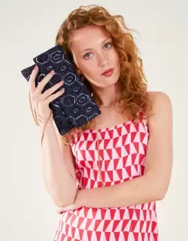 Image of Accessorize Womens Classic Beaded Hand Embellished Clutch, Size: 16x24cm