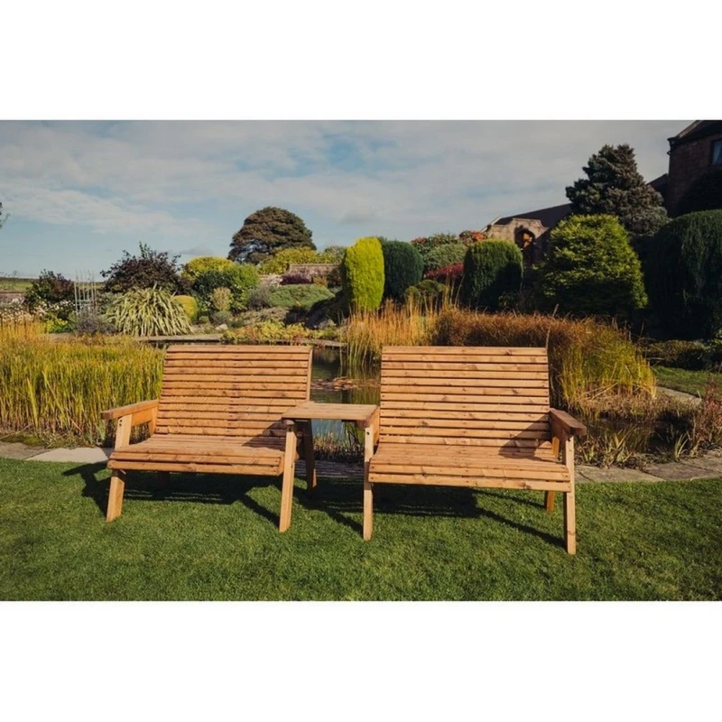 Image of Churnet Valley Garden Furniture Ltd Valley 4 Seat Set 2X2B Straight Tray - Timber - Fully Assembled in Brown Brown Unisex