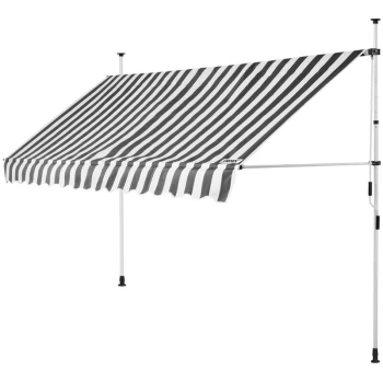 Image of Clamp Awning Telescopic Balcony Canopy 150 - 400cm Retractable Sunshade 200cm (de), Weiß/Grau (de)