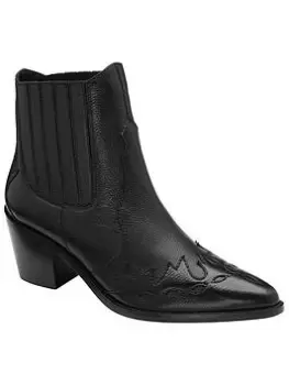 Image of Ravel Galmoy Black Leather Western Ankle Boot, Black, Size 7, Women
