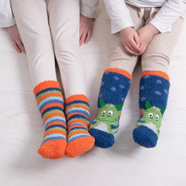 Image of totes Pack of 2 Toasties Kids Super Soft Dragon Slipper Socks MultiColoured
