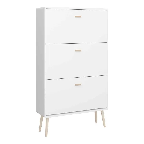 Image of Mino Shoe Cabinet 3 Folding Doors, Pure White
