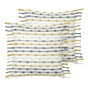 Image of Furn. Dhadit Twin Pack Polyester Filled Cushions Ochre/Natural