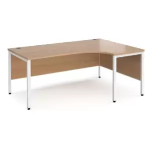 Image of Office Desk Right Hand Corner Desk 1800mm Beech Top With White Frame 1200mm Depth Maestro 25 MB18ERWHB