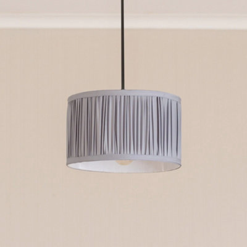 Image of ValueLights Jess Fabric Ruched Pleated Ceiling Floor Table Small Drum Lamp Shade Baby Blue