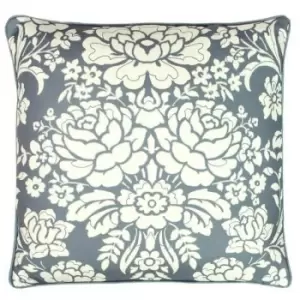 Image of Paoletti Melrose Floral Cushion Cover (One Size) (Slate Blue) - Slate Blue