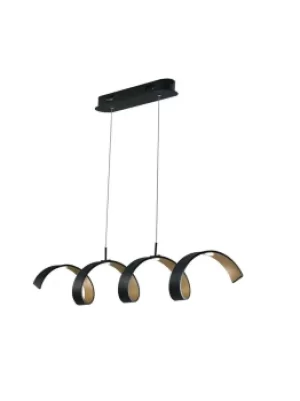 Image of HELIX LED Swirl Pendant Ceiling Light Black, Gold 1600lm 3000K 80x13.5cm