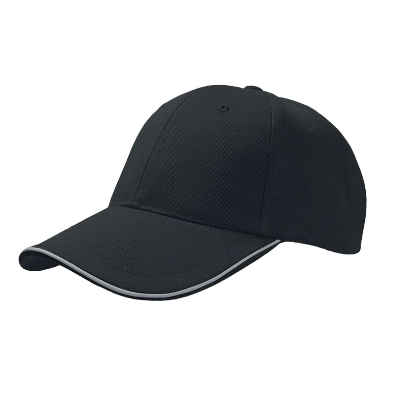 Image of Atlantis Womens Reflect 6 Panel Reflective Piping Baseball Cap in Black Female One Size