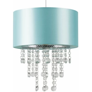 Image of Minisun - Ceiling Pendant Light Shade with Acrylic Jewel Droplets - Duck Egg Blue - No Bulb