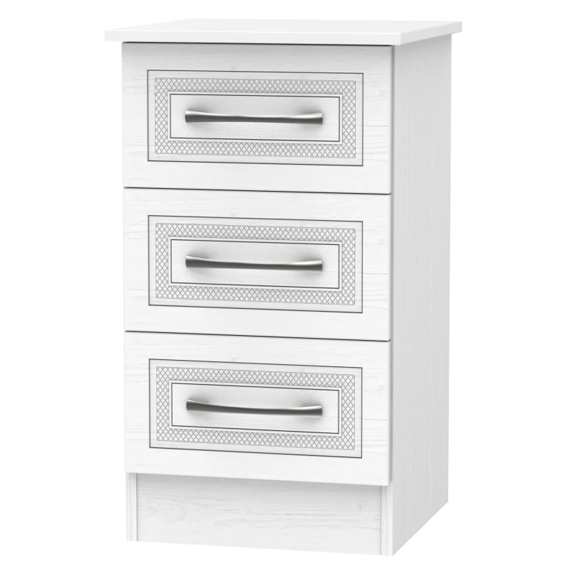 Image of Stafford 3 Drawer Bedside Cabinet In Signature White (Ready Assembled)