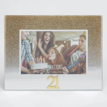 Image of 5" x 3.5" Gold Glitter Glass Birthday Frame - 21