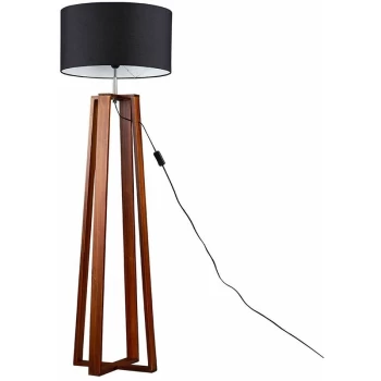Image of Beltan 4 Leg Floor Lamp in Dark Wood with Reni Shade - Black - No Bulb