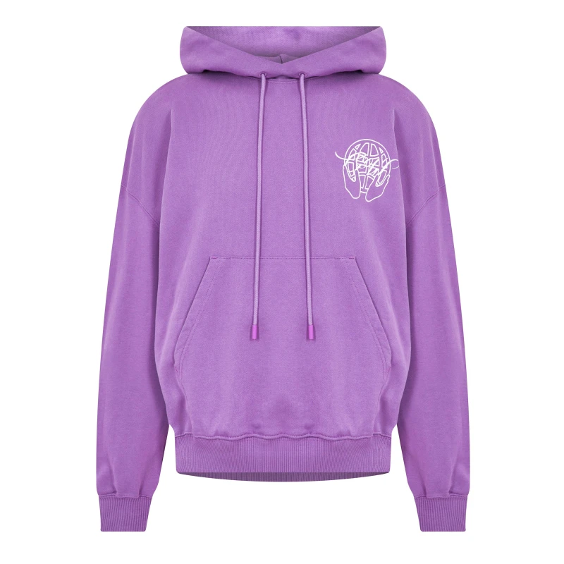 Image of Off-White Off-White Men Hand Arrow Design Boxy Fit Purple Oversized Hoodie in White Size: Small White S Male 8051594234755