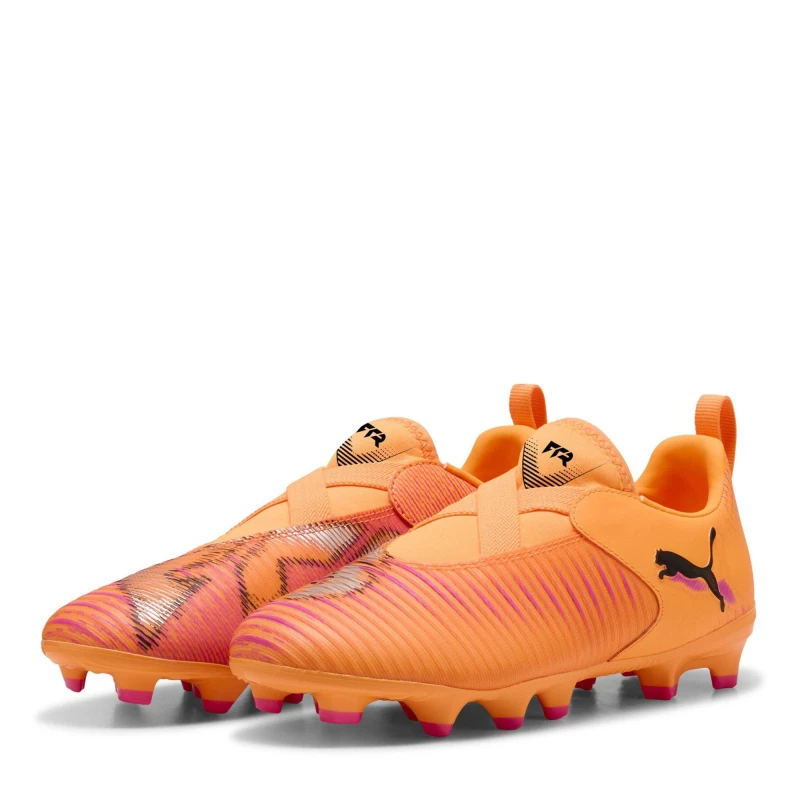 Image of Puma Future 8 Match Laceless Juniors Firm Ground Football Boots Orange/Black male 5 (38)